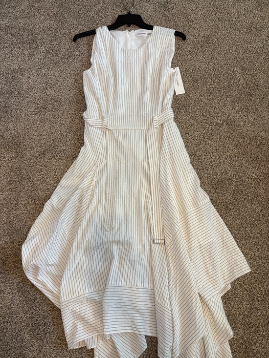 Calvin Klein Dresses & Skirts - Sleeveless White Pinstripe Midi Dress